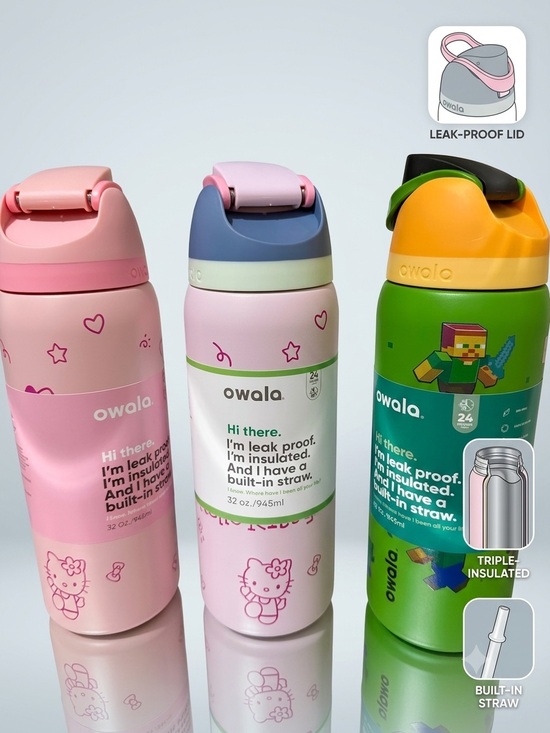 owala Other - 3x OWALA free sip school bottle Insulated Water hello kitty Minecraft